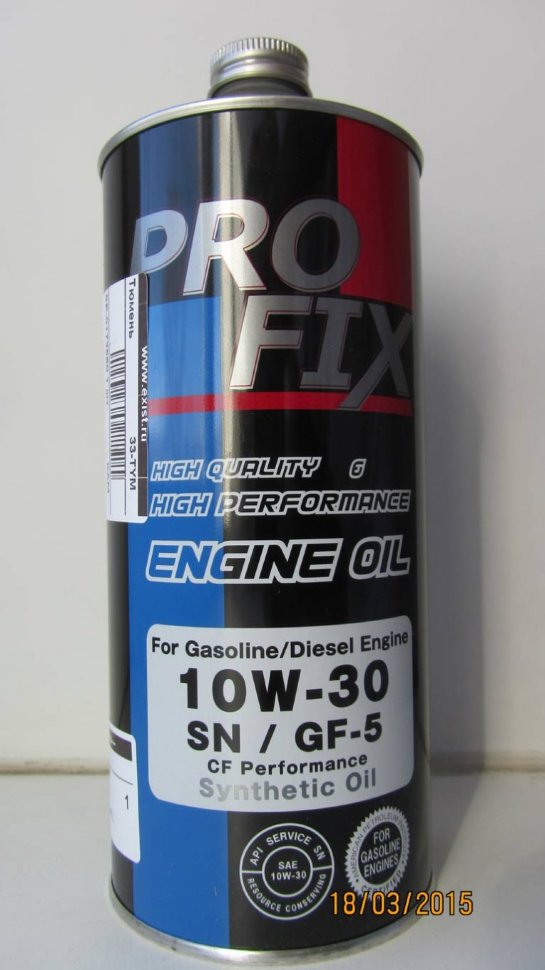 МОТОРНОЕ МАСЛО PROFIX SYNTHETIC ENGINE OIL 10W-30 SN/CF, 1 Л / SN10W30C1