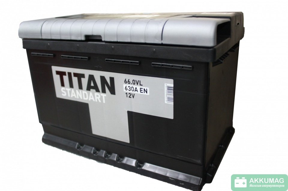 Аккумулятор 66 Ач Titan Standart, 630 А, о.п. (-/+) / TITAN Standart 6СТ-66.0