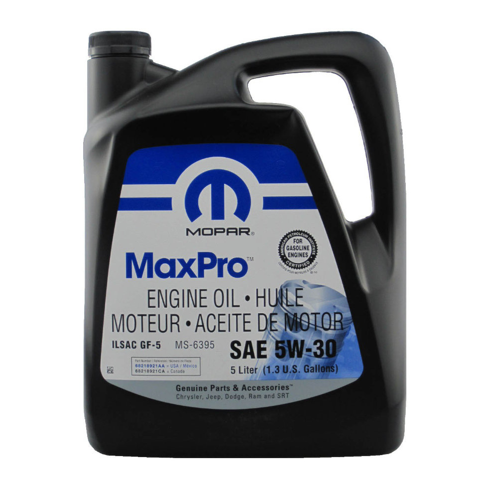 Моторное масло Mopar MaxPro Engine Oil 5W-30 SN, 4.9 л / 68218921AC