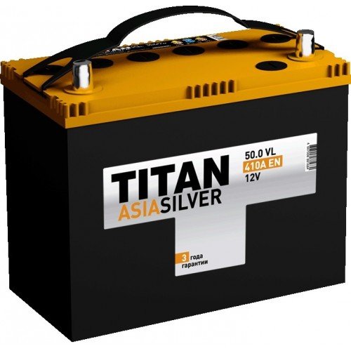Аккумулятор 50 Ач Titan Asia, 410А о.п. (-/+) / 6СТ-50.0