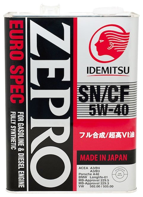 Моторное масло Idemitsu Zepro Euro Spec 5W-40 SN/CF, 4л / 1849004