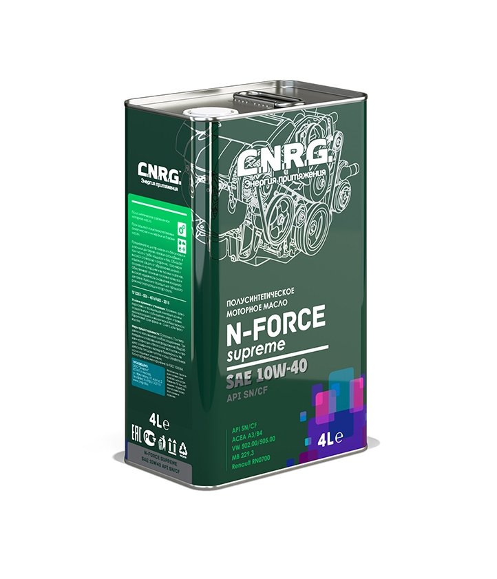 Масло моторное CNRG N-Force Supreme 10W40 SN/CF 4л / CNRG-026-0004