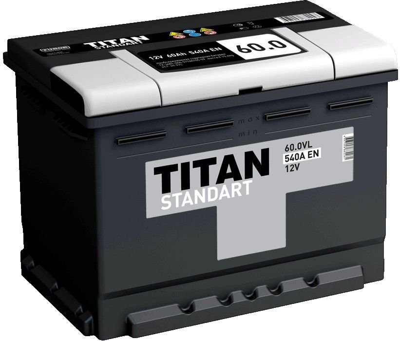 Аккумулятор 60 Ач Titan Standart 540 А, п.п. (+\-) / 6СТ-60.1