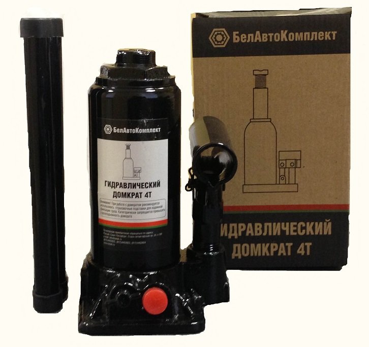 Домкрат гидравлический бутылочный 4т, 170-345 мм, 2 клапана / BAK.00028