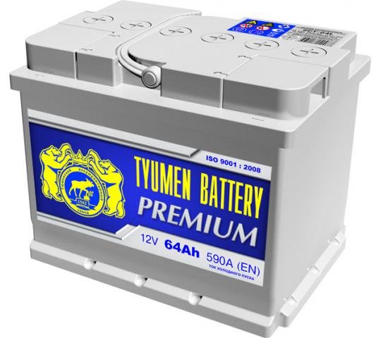 Аккумулятор 64 Ач Tyumen Battery Premium, 590 А о.п. (-/+) / 035835