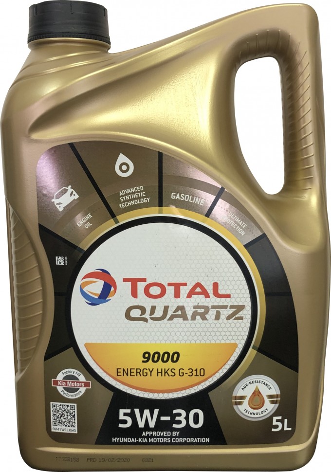 Моторное масло Total Quartz 9000 Energy HKS G-310 5W30 A5/B5, 5л / 213800