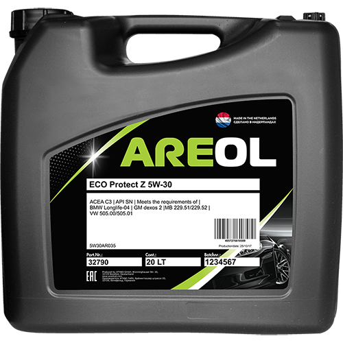 AREOL ECO Protect Z 5W30 (20L) масло моторн.! синт.\ACEA C3,API SN,MB 229.51/229.52,VW 505.00/505.01