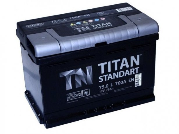 Аккумулятор 75 Ач Titan Standart, 700А о.п. (-/+) / TITAN Standart 6СТ-75.0