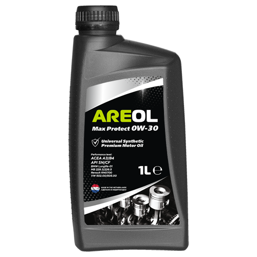 AREOL Max Protect 0W30 (1L) масло моторное! синт.\ ACEA A3/B4, API SN/CF, MB 229.3/226.5, VW 502.00