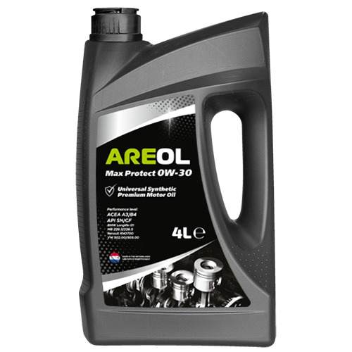 AREOL Max Protect 0W30 (4L) масло моторное! синт.\ACEA A3/B4, API SN/CF, MB 229.3/226.5, VW 502.00