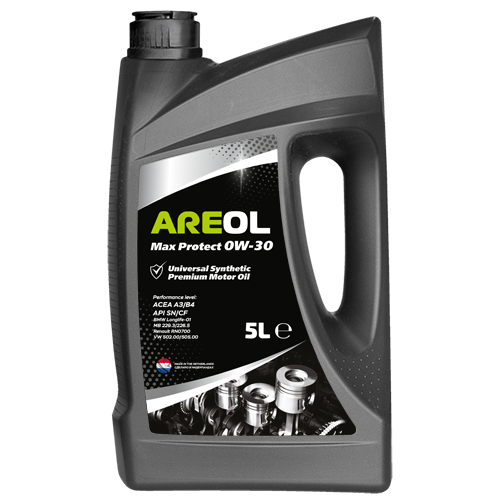 AREOL Max Protect 0W30 (5L) масло моторное! синт.\ACEA A3/B4, API SN/CF, MB 229.3/226.5, VW 502.00